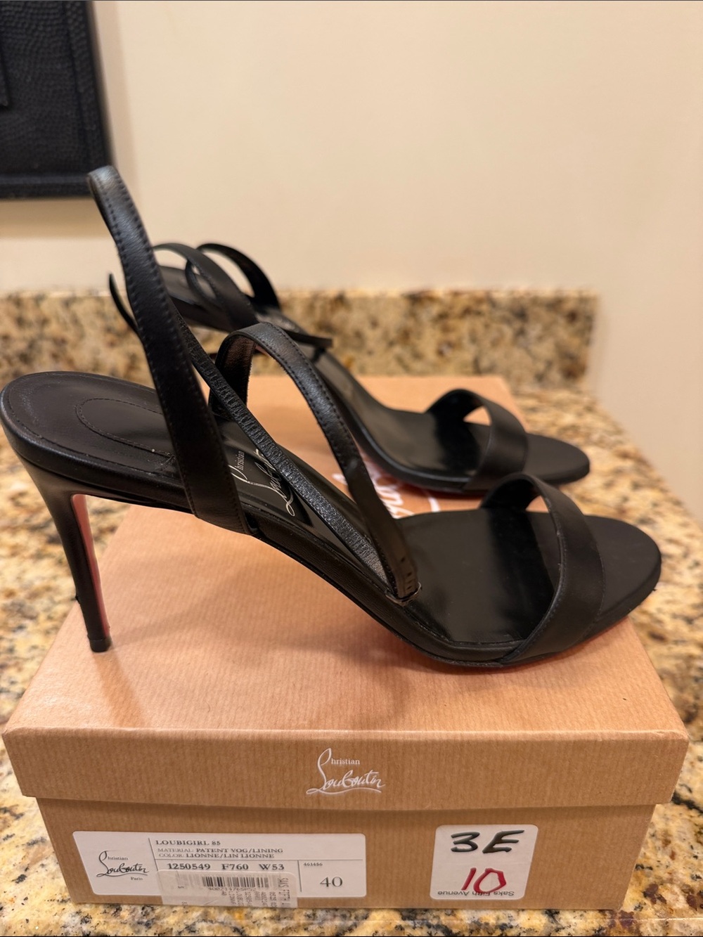 Christian Louboutin Black Leather Strappy Stiletto Sandals - Picture 7 of 8